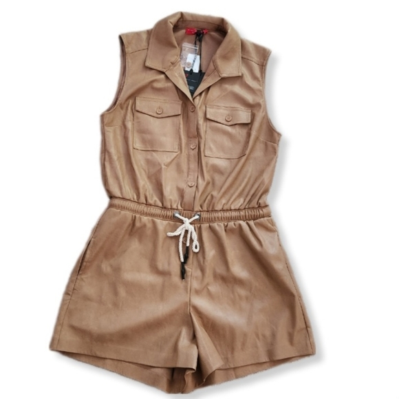 n.Philanthropy Stoke Faux Leather Romper in Camel Size XL NWT MSRP $198 - Picture 10 of 12